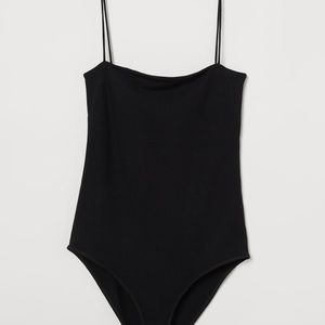 H&M BLACK RIBBED BODYSUIT